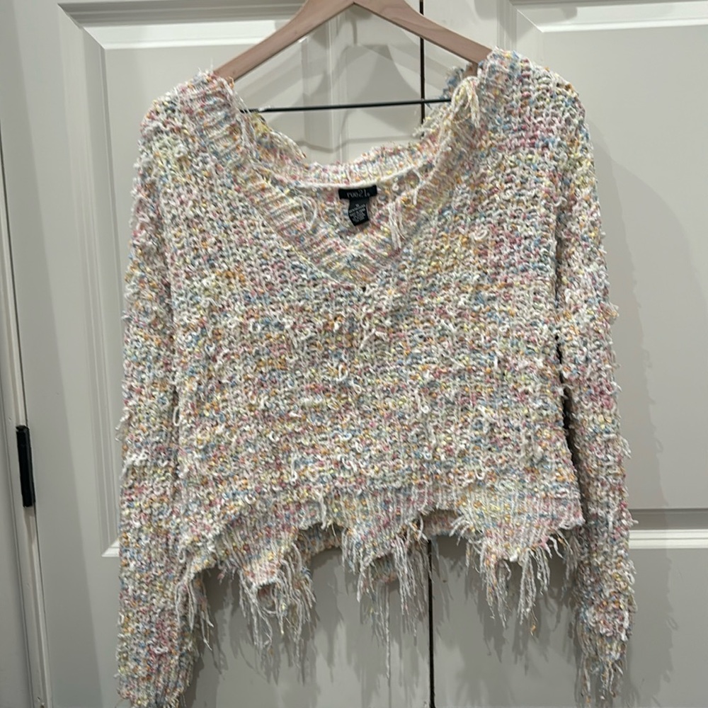 Pastel, fuzzy sweater